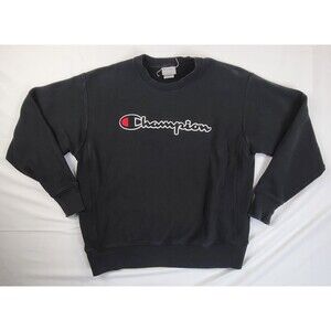 Vintage 90s Champion Reverse Weave Crewneck Sweatshirt Black Pullover Mens XL